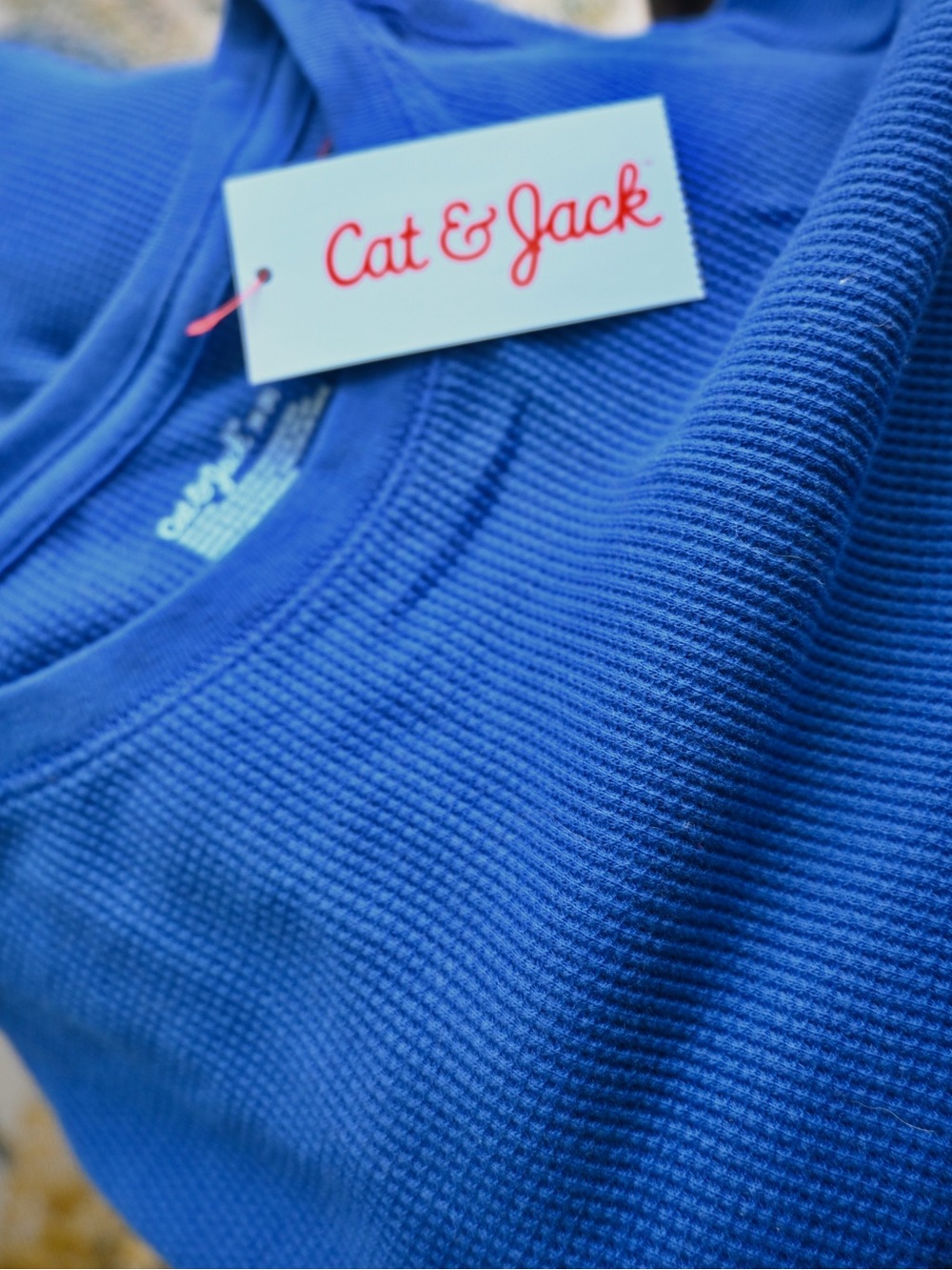 Cat & Jack Royal Blue Waffle-Knit Long Sleeve Tee